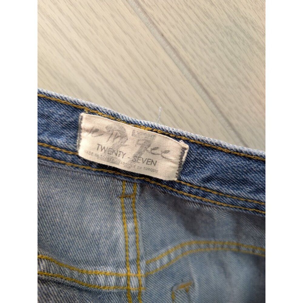 We The Free People Jeans Maggie Mid Rise Straight Leg Button Fly 27 Distressed - Picture 9 of 12